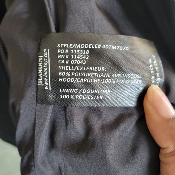 New Blank-NYC Men's Leather Moto Full Zip Jacket w/Hood – Size Large - Picture 8 of 14